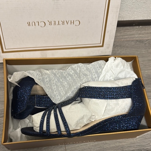 Charter Club Women's Ginifur Embellished Strappy Wedge Sandals (WIDE) - Picture 2 of 8